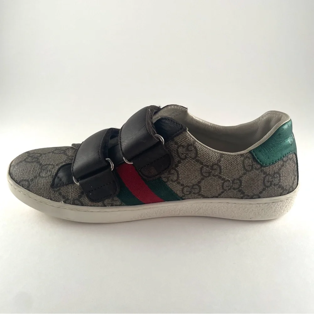 Gucci Kids Unisex Supreme Line Sherry Line Velcro Ace Sneakers Size 34
